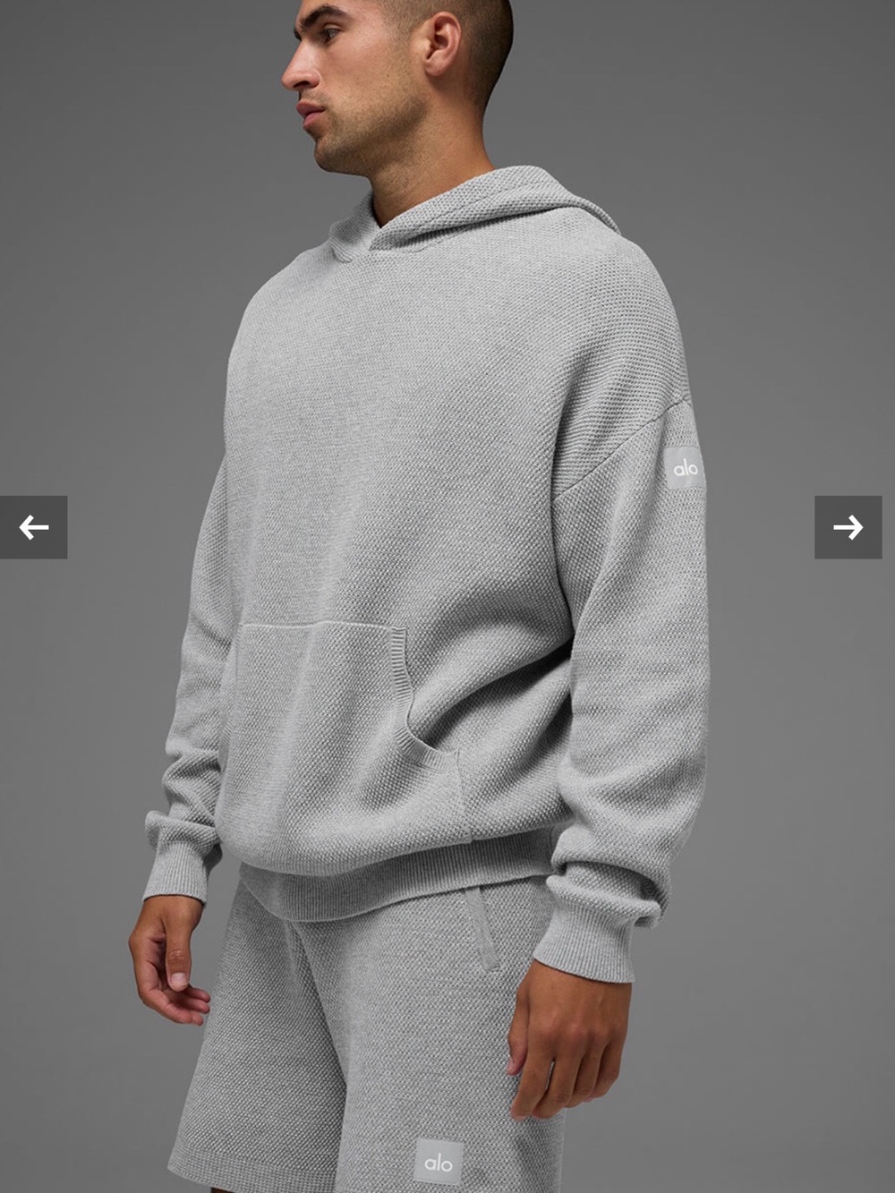 ALO Yoga Men’s Light Gray Knit Hoodie - Pullover